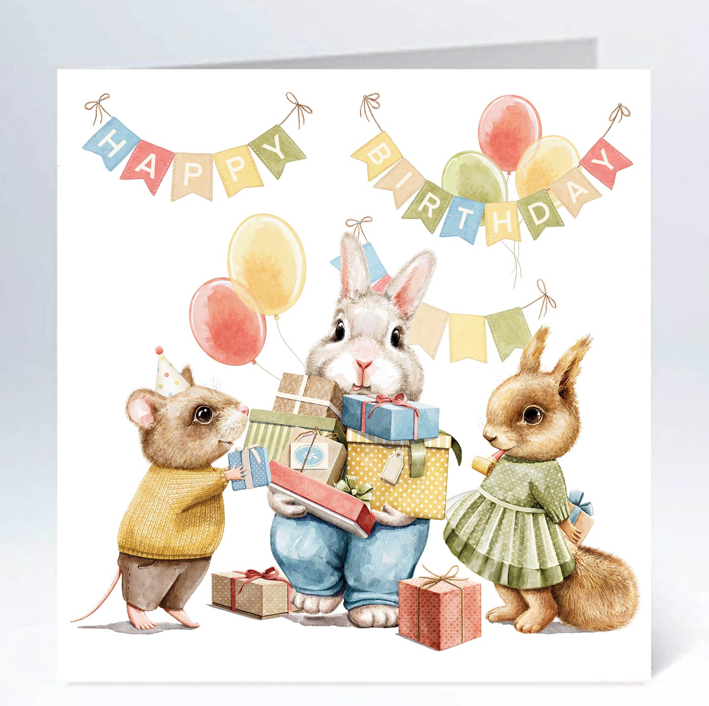 Stort kort 16x16cm Happybanderoll