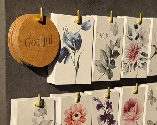 God Jul tags Guld text på kraftpapper