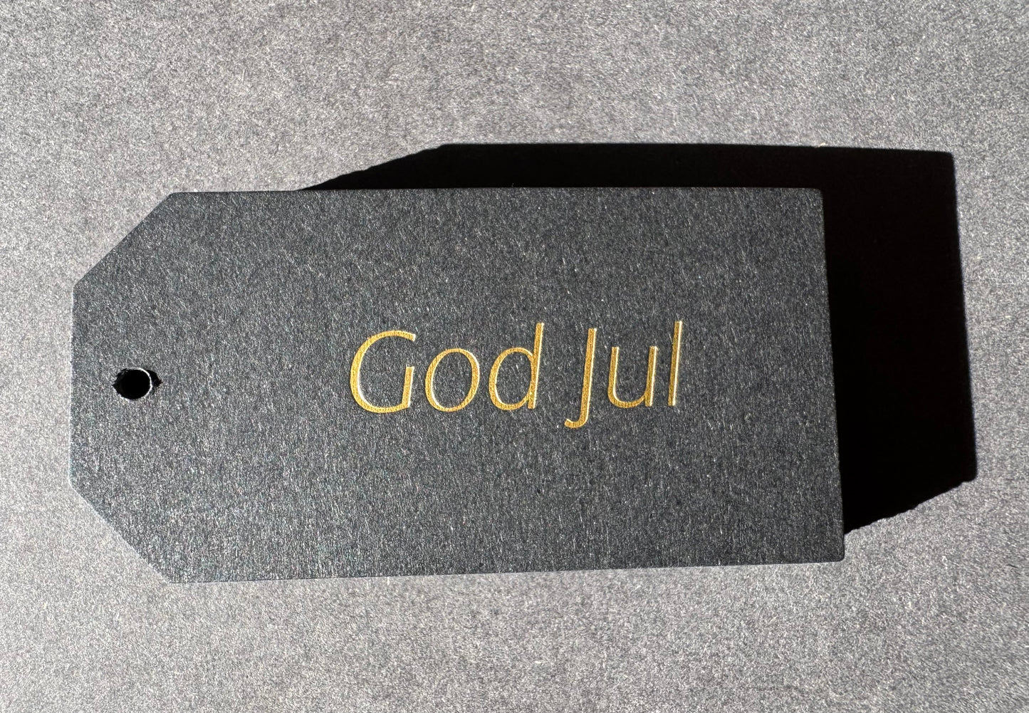 God Jul tag Guld tryck på svart kraftpapper