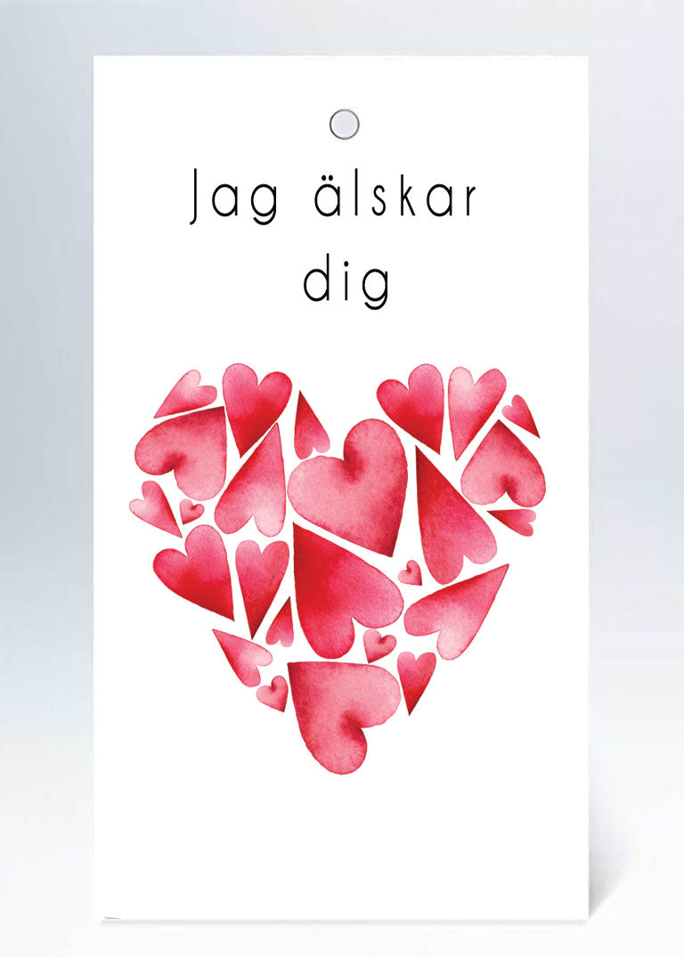 Tags hjärta jag älskar dig i akvarell