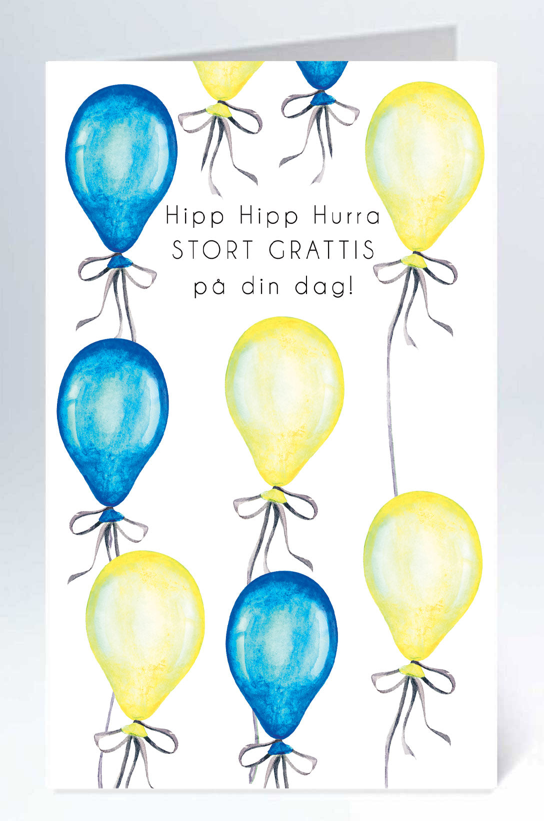 Stort kort hipp hipp hurra balonger