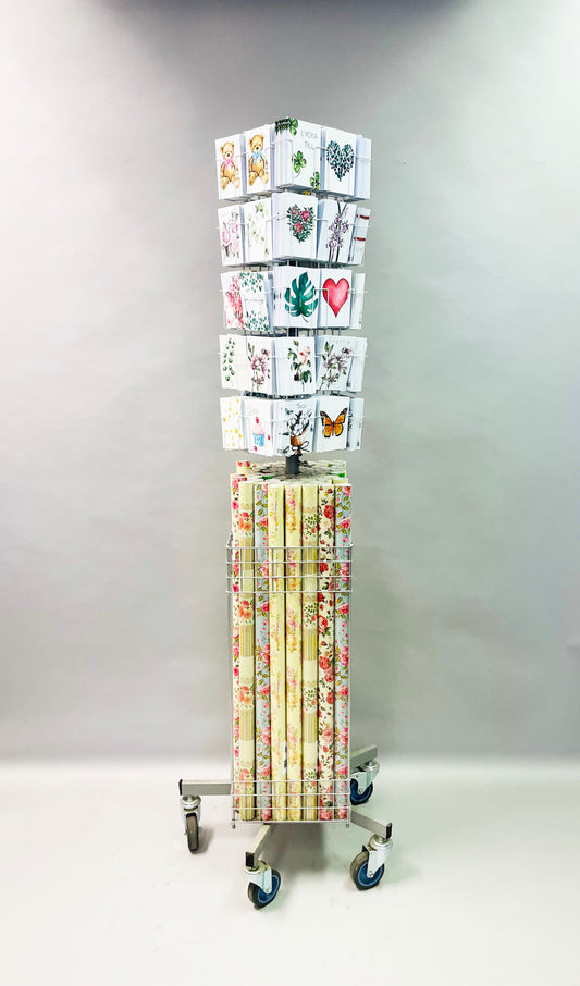 Golvställ 40st motiv med 800st små kort & presentpapper