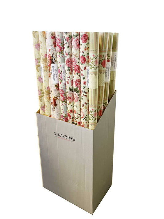 Presentpapper Blommor - 50 st rullar i en kartong