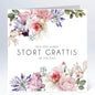 Stort kort 16x16cm dindagblommor