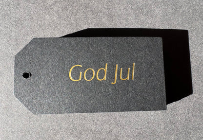 God Jul tag Guld tryck på svart kraftpapper