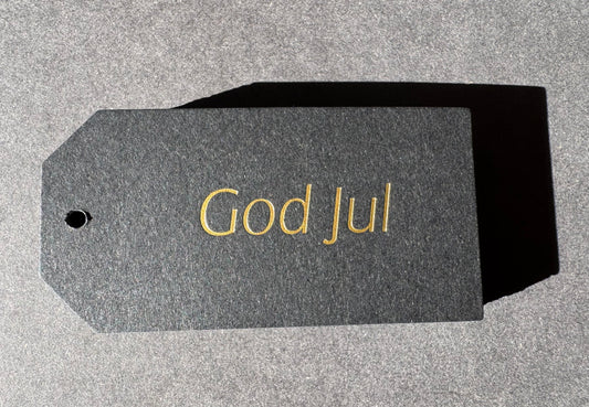 God Jul tag Guld tryck på svart kraftpapper