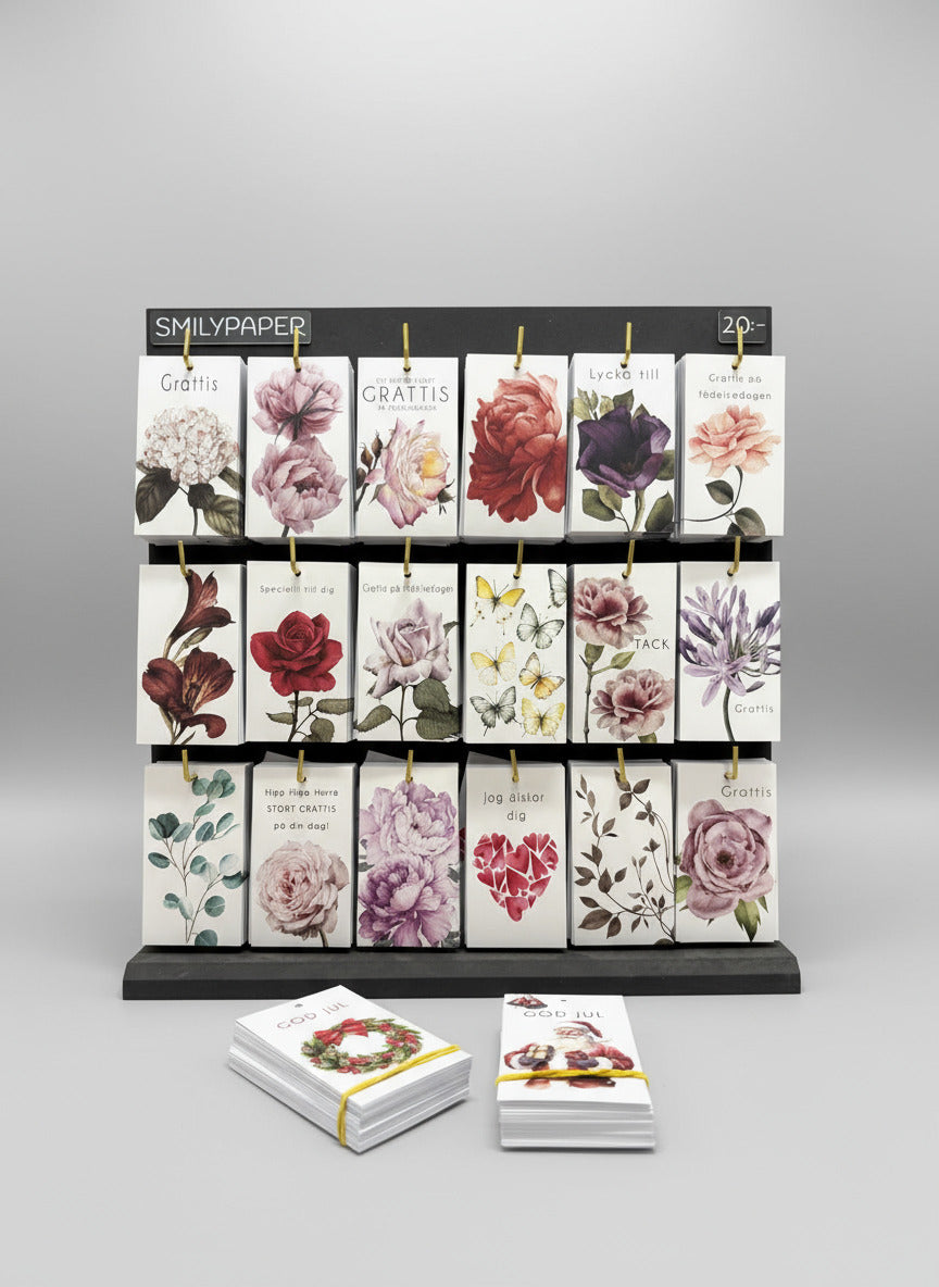 Tags akvarell 6x10,5cm komplett ställ + Jultags på köpet