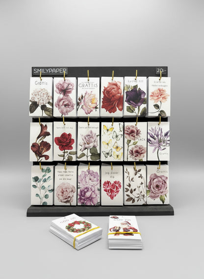 Tags akvarell 6x10,5cm komplett ställ + Jultags på köpet