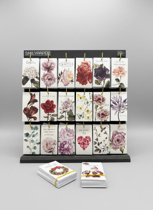 Tags akvarell 6x10,5cm komplett ställ + Jultags på köpet