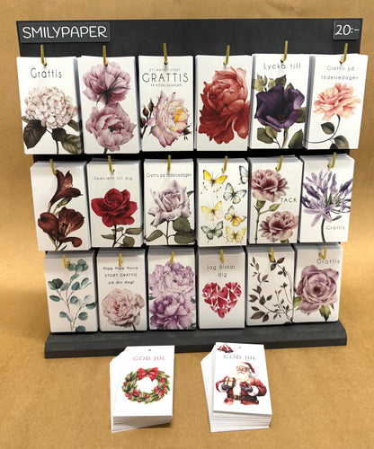 Tags akvarell 6x10,5cm komplett ställ + Jultags på köpet