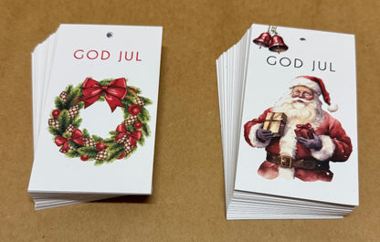 Tags akvarell 6x10,5cm komplett ställ + Jultags på köpet