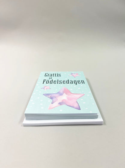 Syntymäpäiväkortti - 10 sis. kirjekuoren 