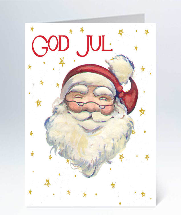 Litet Julkort med tomte - 25st