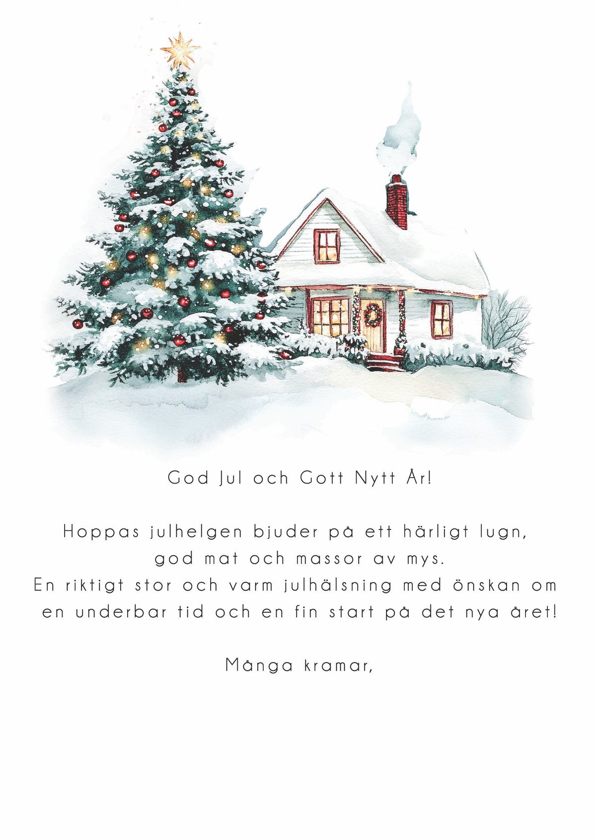 Stort Julkort Julgran ute i snön